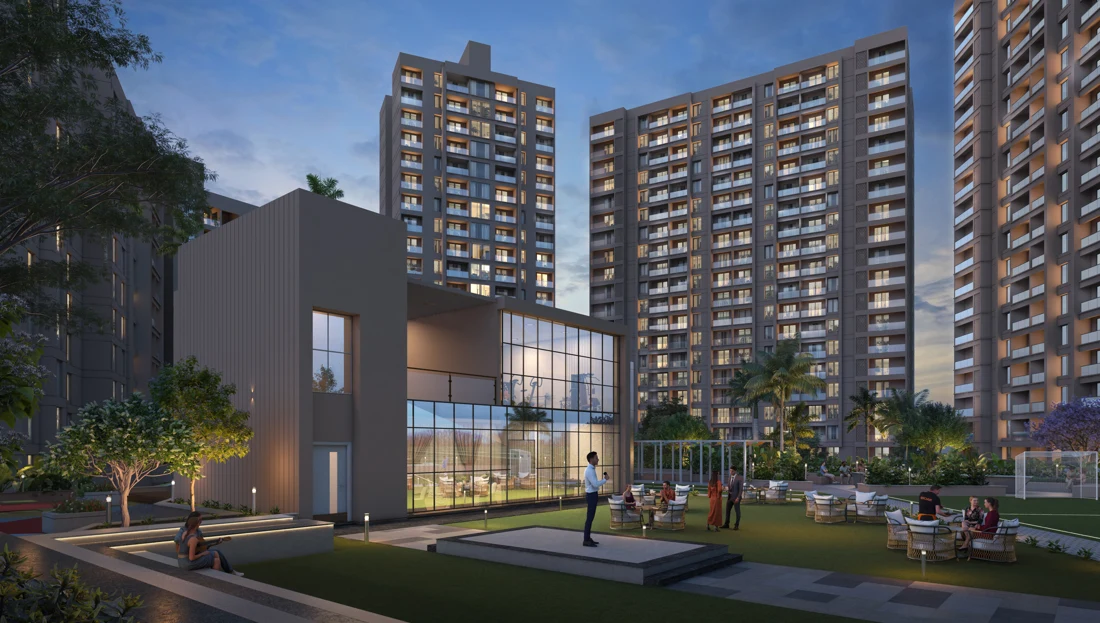 Life at Club Max. Architectural render of club amenities