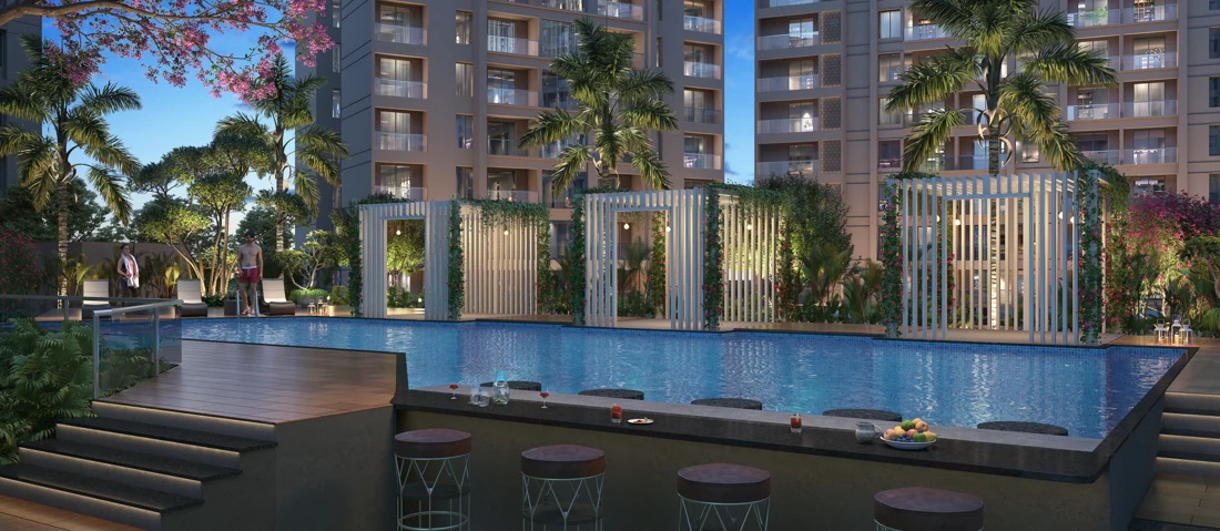 A little more leisure. Architectural render of pool amenities